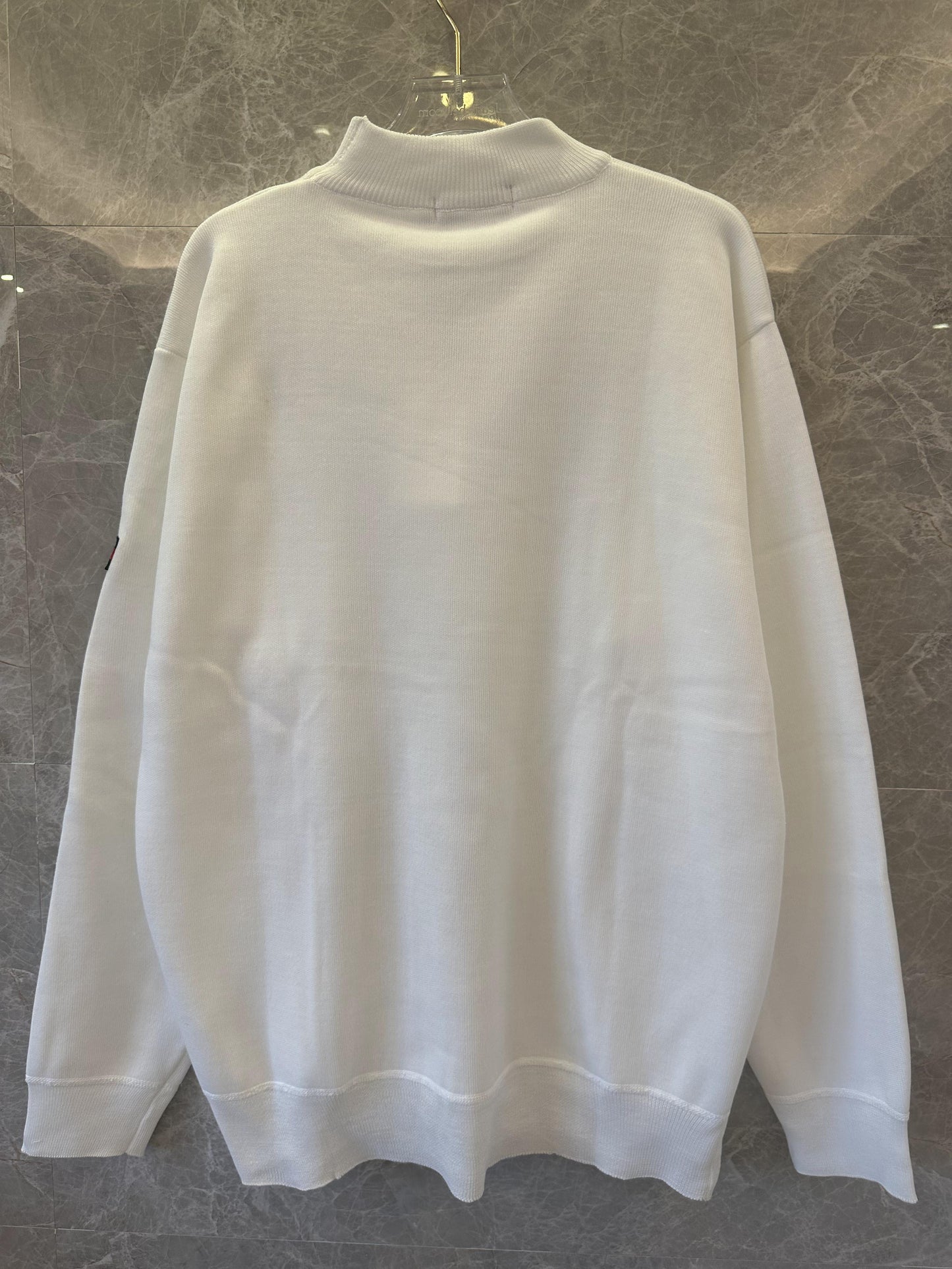 Gucci white high neck logo sweater with signature stripes