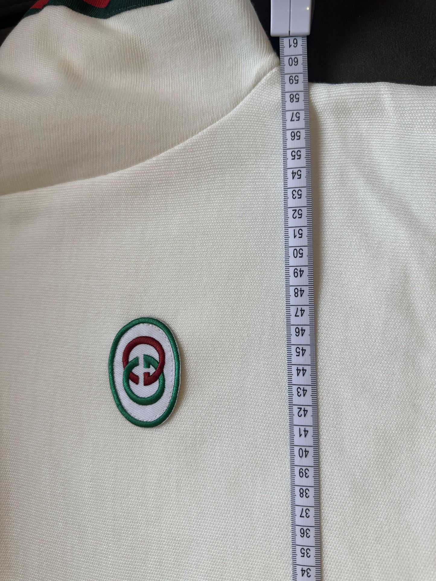 Gucci white high neck logo sweater with signature stripes