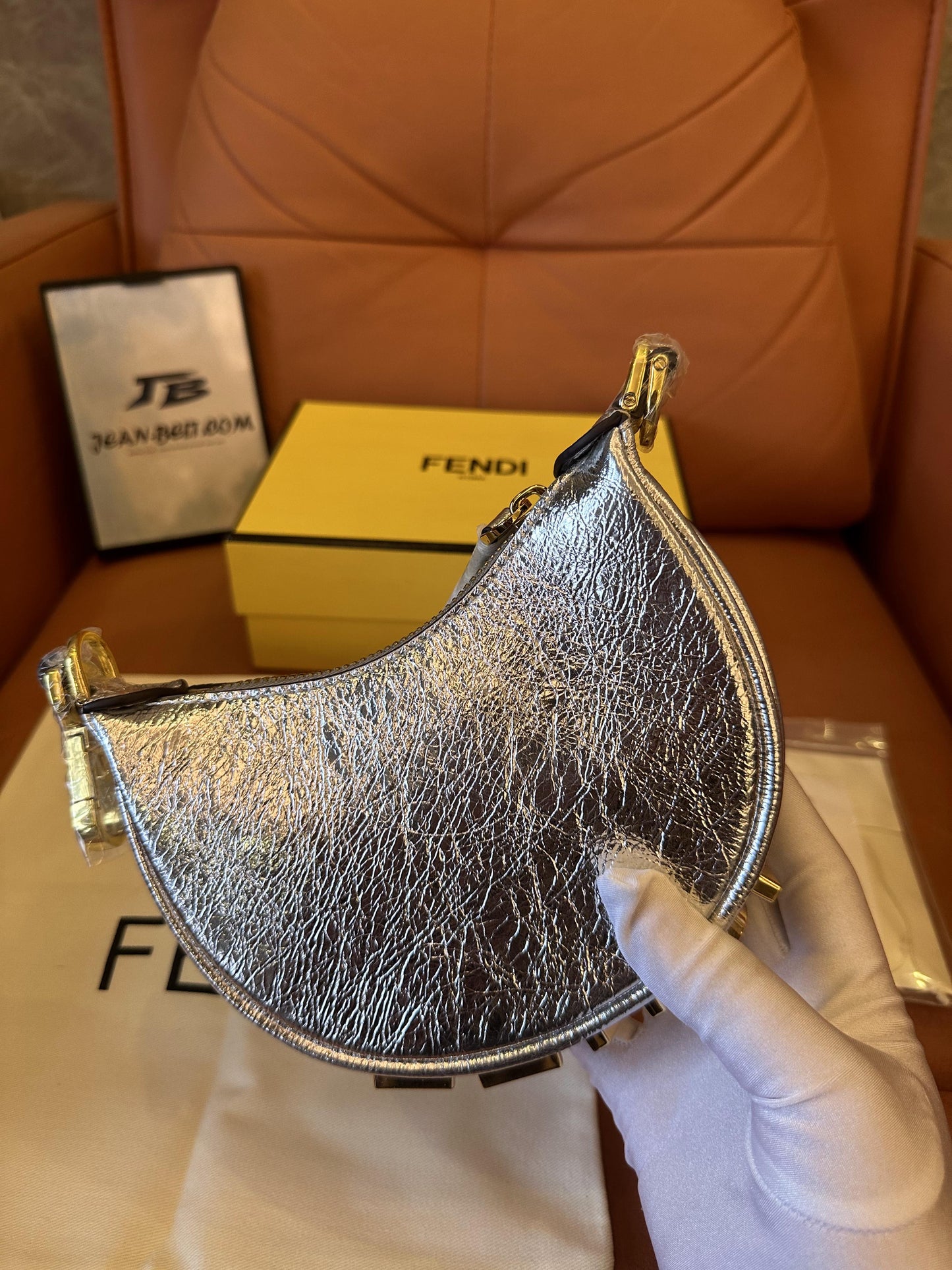 Fendi graphy handbag silver mini