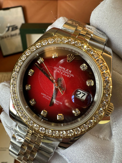 Rolex Datejust diamond bezel red dial luxury watch