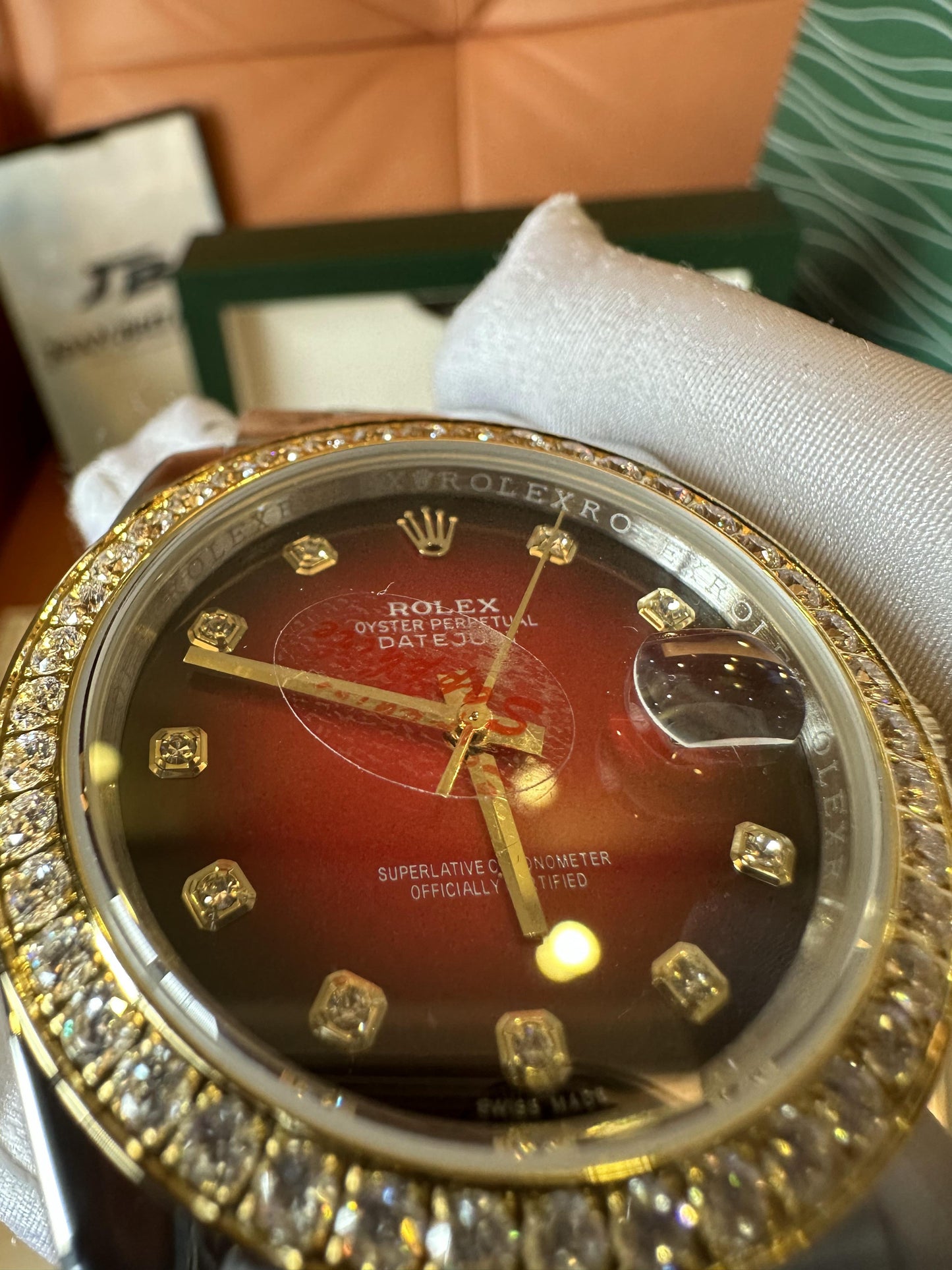 Rolex Datejust diamond bezel red dial luxury watch