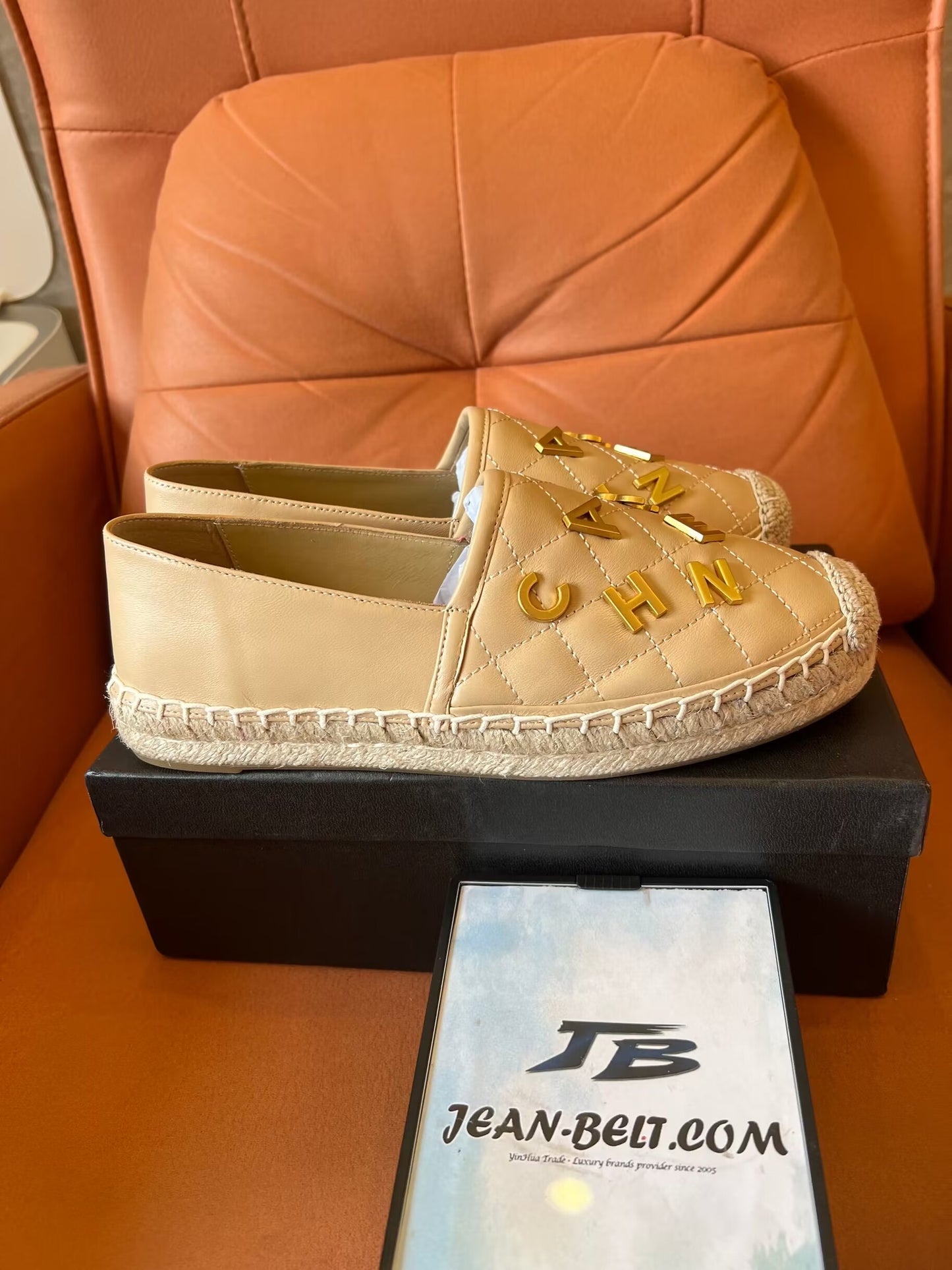 Chanel lambskin quilted CC logo espadrilles beige