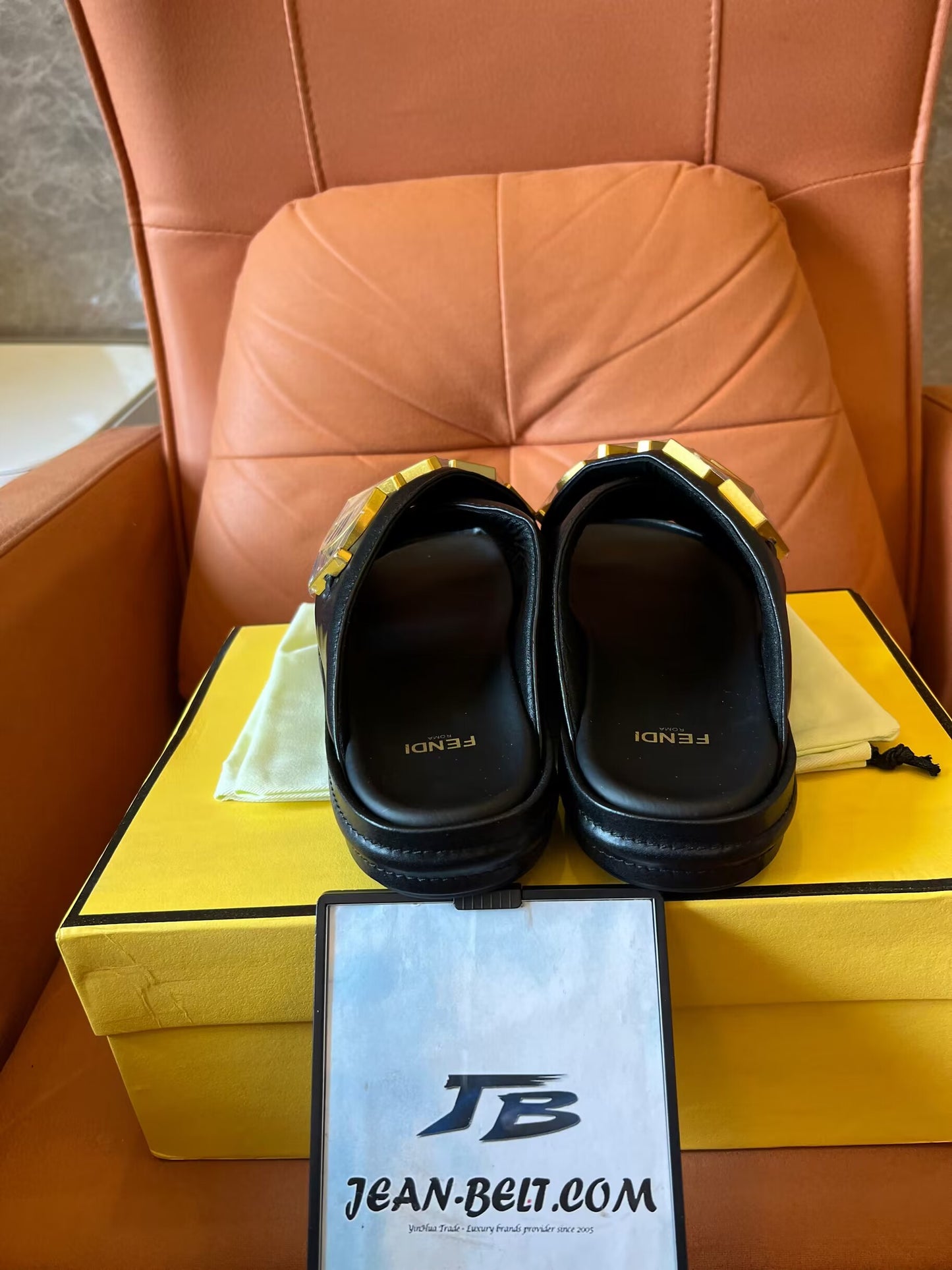 Fendi logo sandals in beige and black