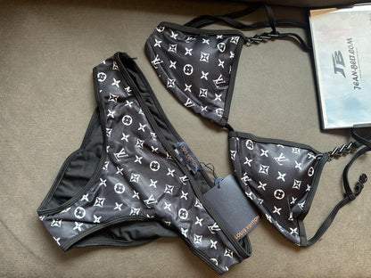 Louis Vuitton monogram bikini set in black