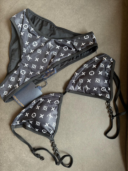 Louis Vuitton monogram bikini set in black