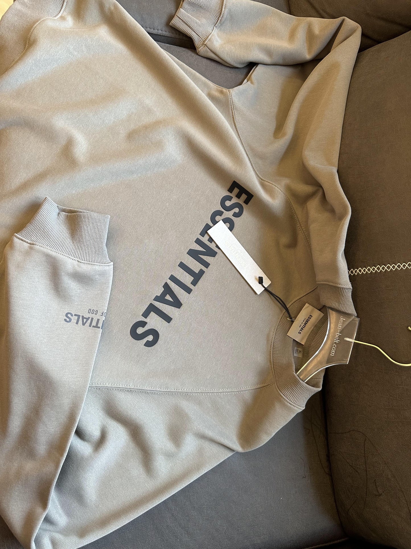 Essentials gray sweatshirt with bold essentials logo