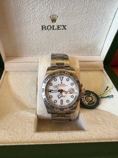 Rolex explorer II white dial stainless steel watch