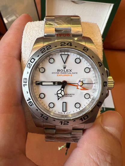 Rolex explorer II white dial stainless steel watch