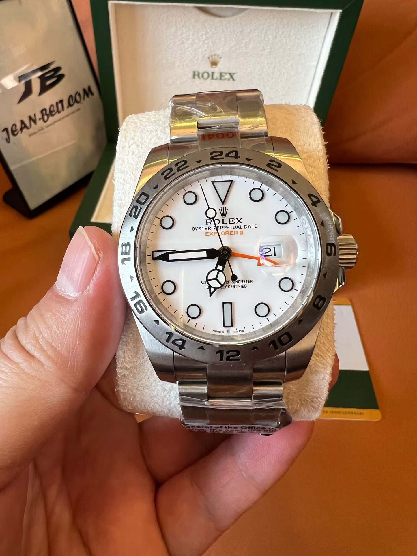 Rolex explorer II white dial stainless steel watch