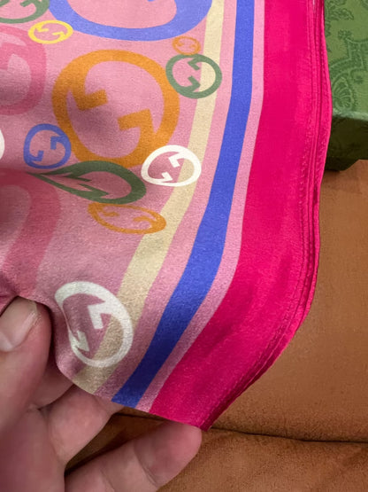 Gucci multicolor silk scarf with GG logo