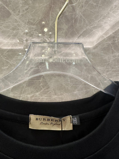 Burberry black t-shirt with knight graphic and iconic check half-moon design