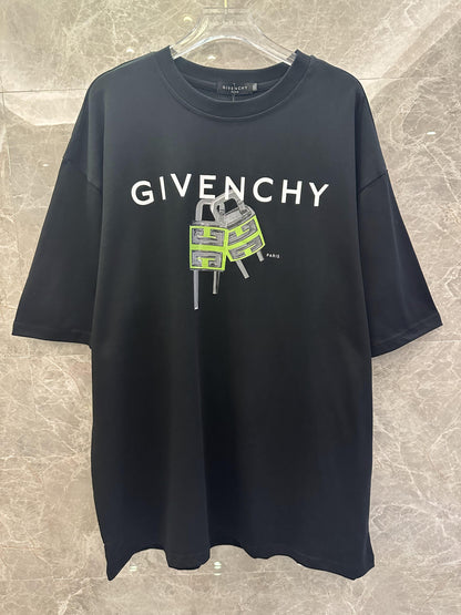 Givenchy black t-shirt with geometric green graphic and logo