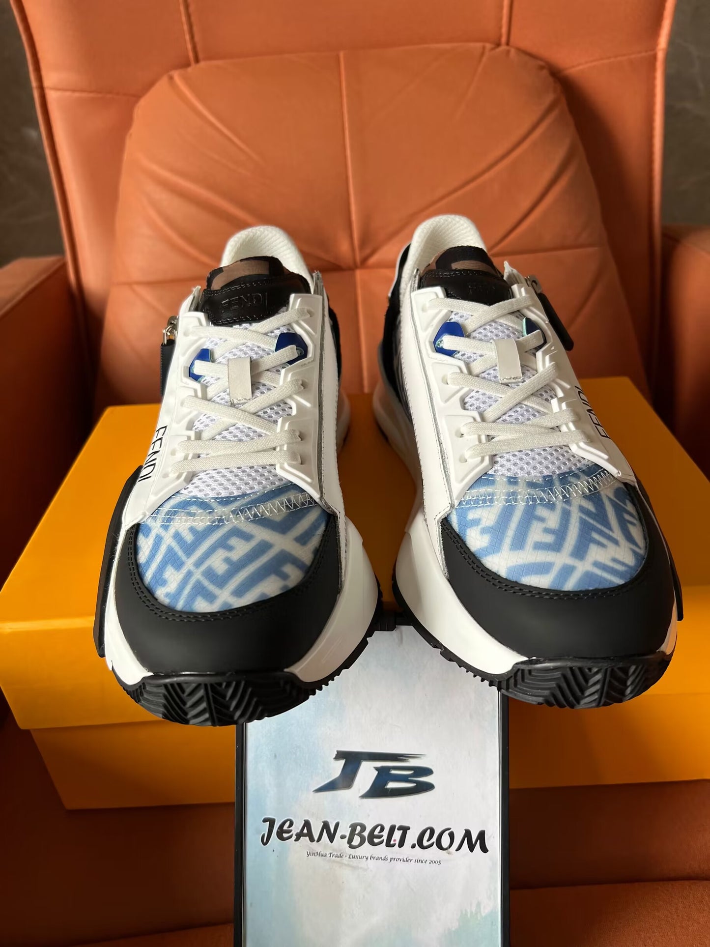 Fendi Flow light blue nylon low sneakers