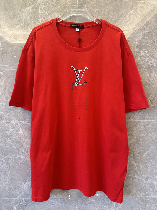 Louis Vuitton red t-shirt with minimalist black LV design