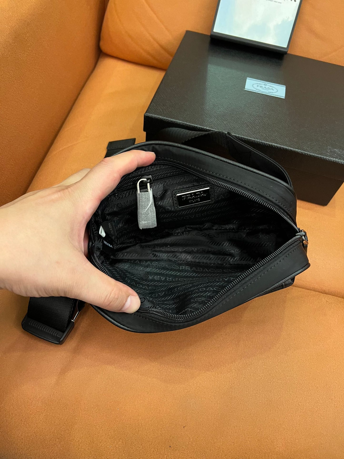 Prada nylon black tessuto belt bag