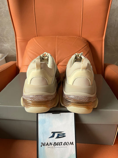 Balenciaga Triple S clear sole sneaker shoes in beige