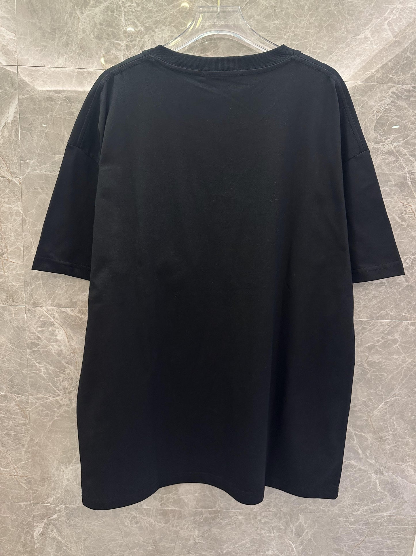 Prada black t-shirt with functional pocket and silver buckle detail