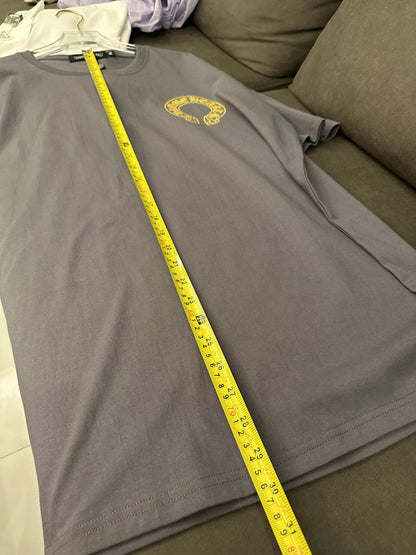 Chrome Hearts gray t-shirt with yellow logo front and back design