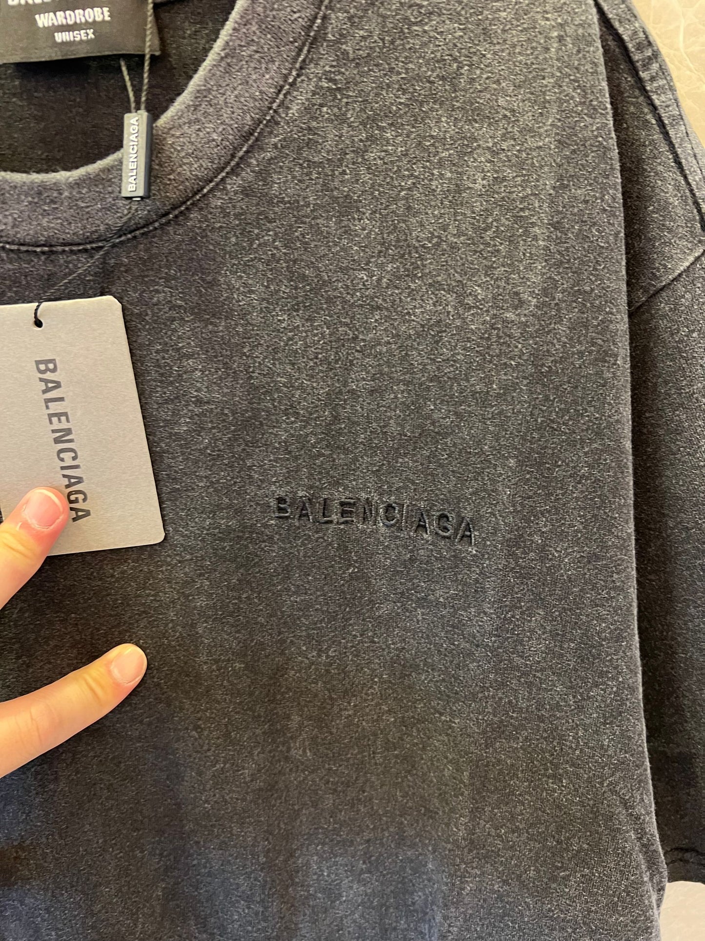 Balenciaga gray t-shirt with subtle front and back logo