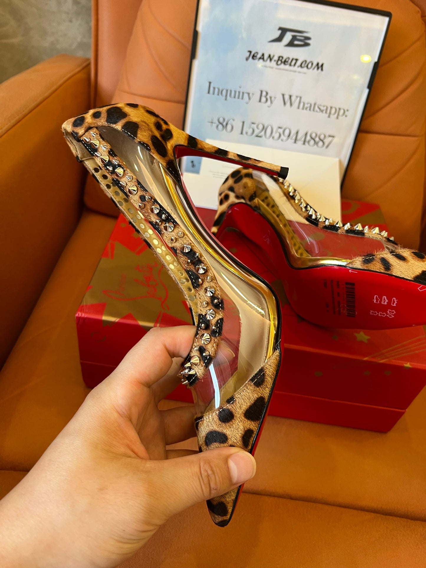 Christian Louboutin galativi pony hair leopard spikes heel