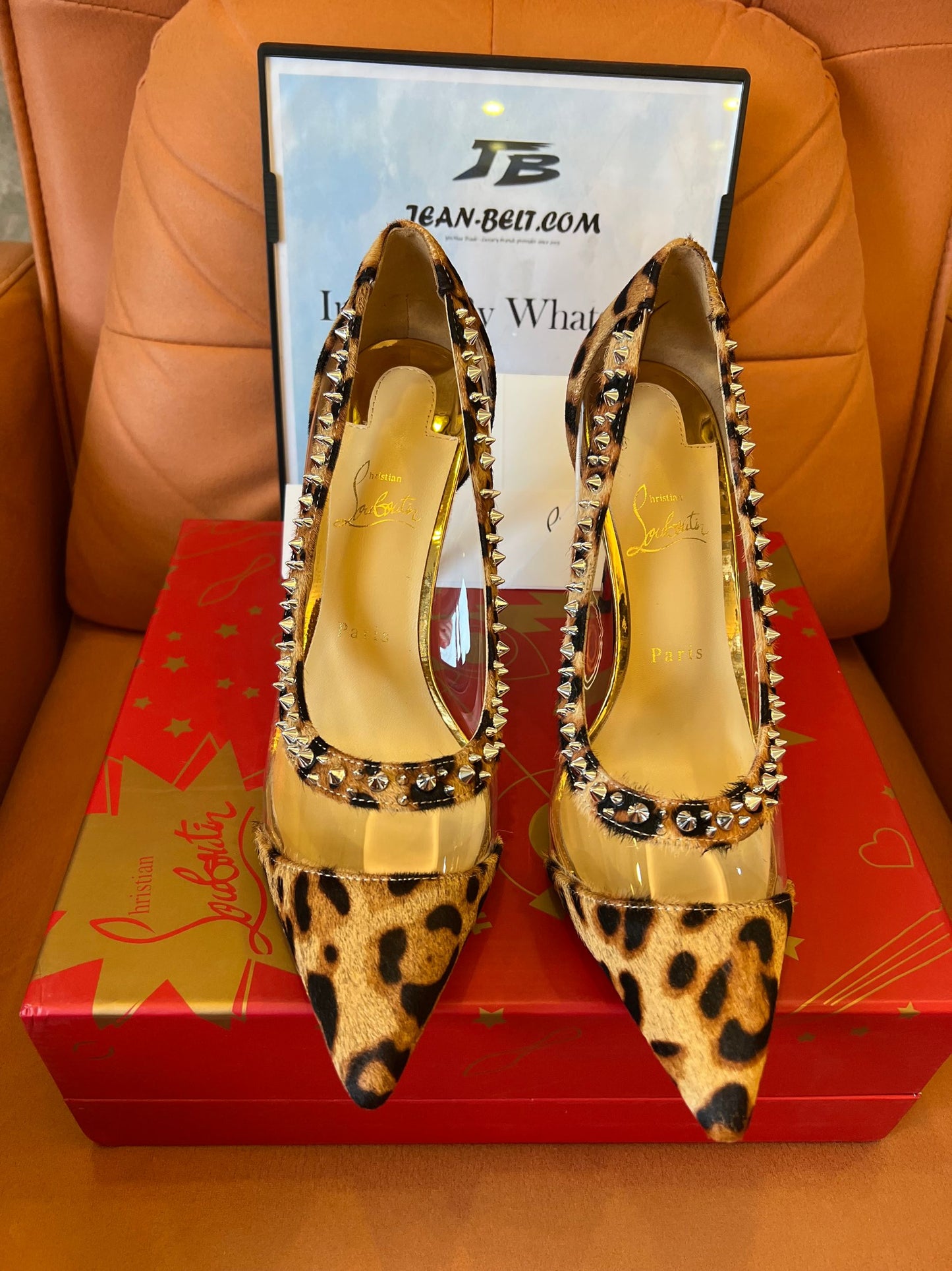 Christian Louboutin galativi pony hair leopard spikes heel