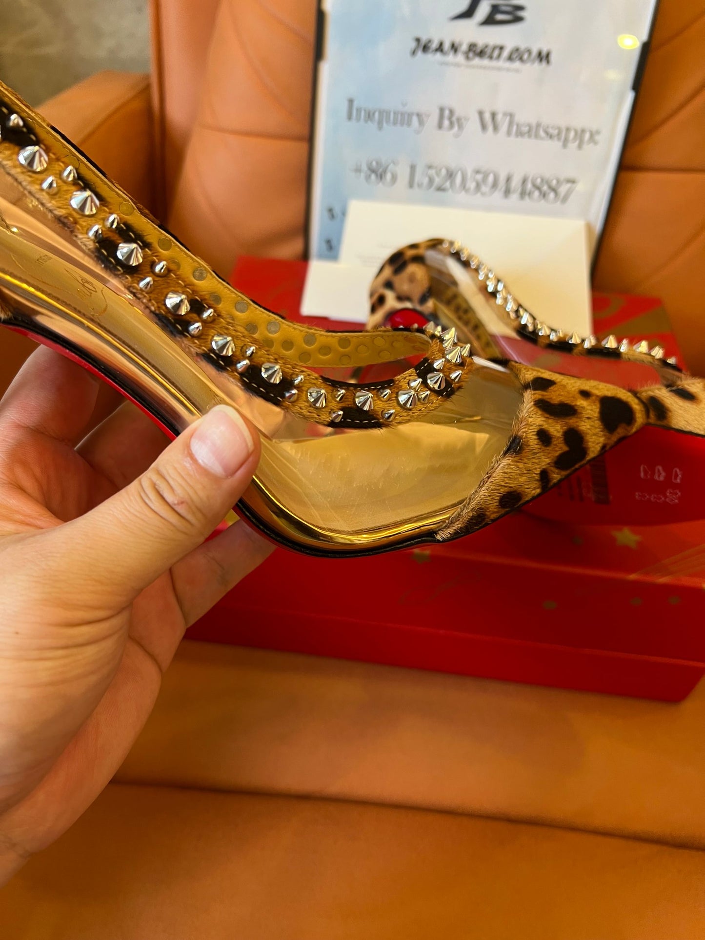 Christian Louboutin galativi pony hair leopard spikes heel