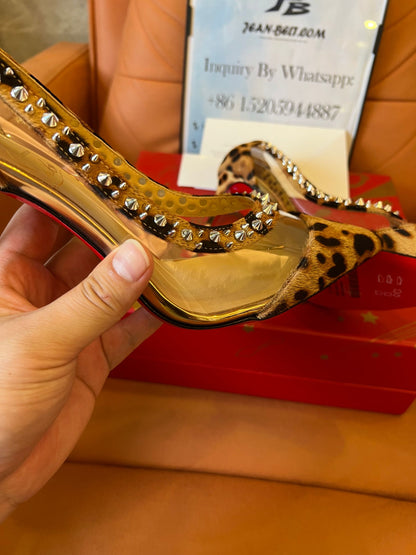 Christian Louboutin galativi pony hair leopard spikes heel