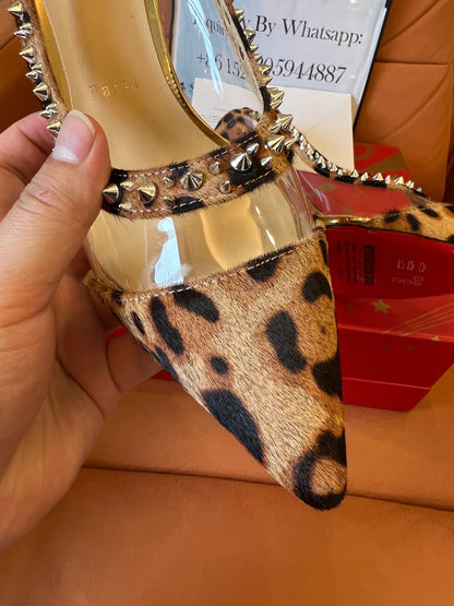 Christian Louboutin galativi pony hair leopard spikes heel