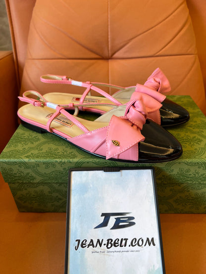 Gucci pink with bow flat sandals