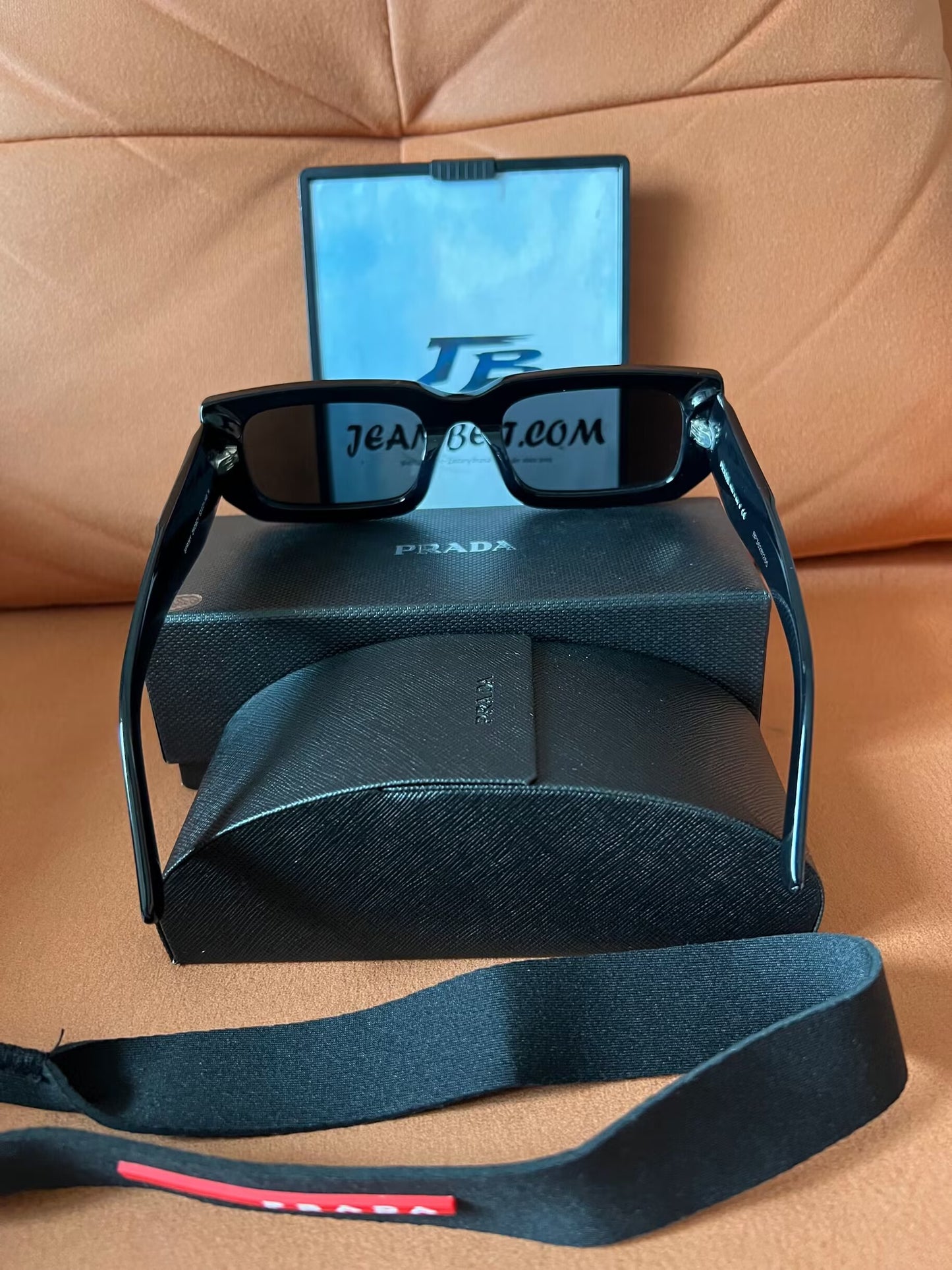 Prada rectangular black sunglasses -  Saffiano Lux