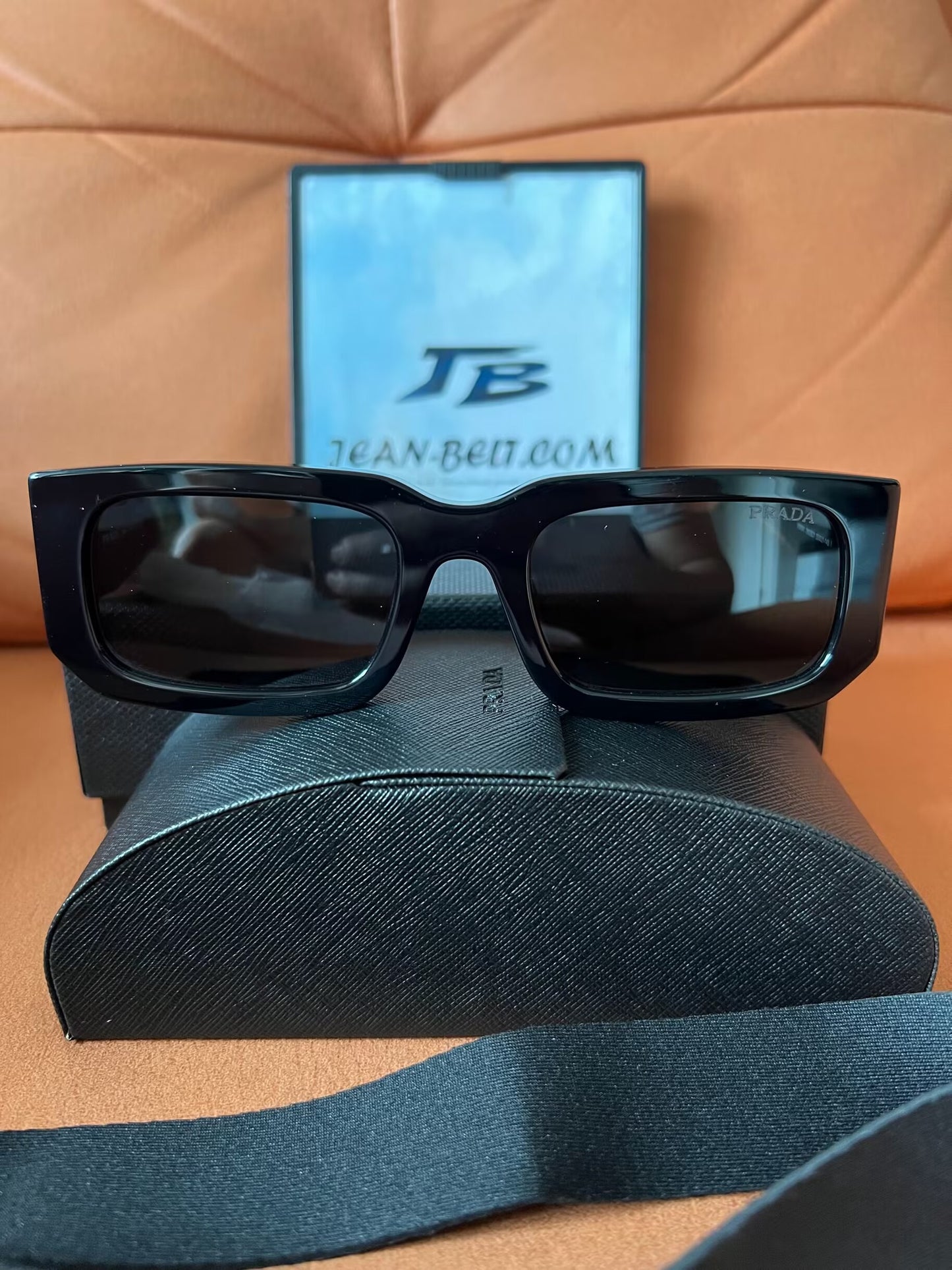 Prada rectangular black sunglasses -  Saffiano Lux