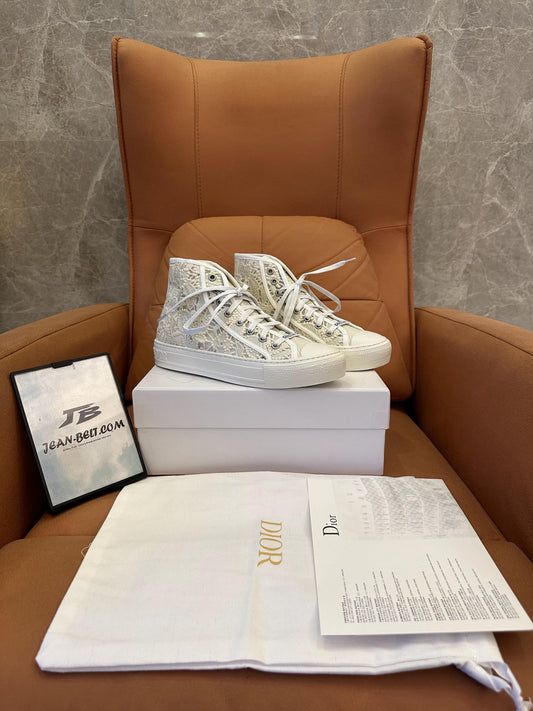 Dior white canvas & Lace B23 high top sneakers