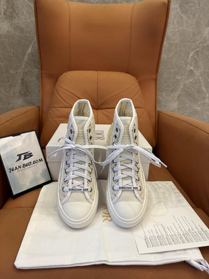 Dior white canvas & Lace B23 high top sneakers