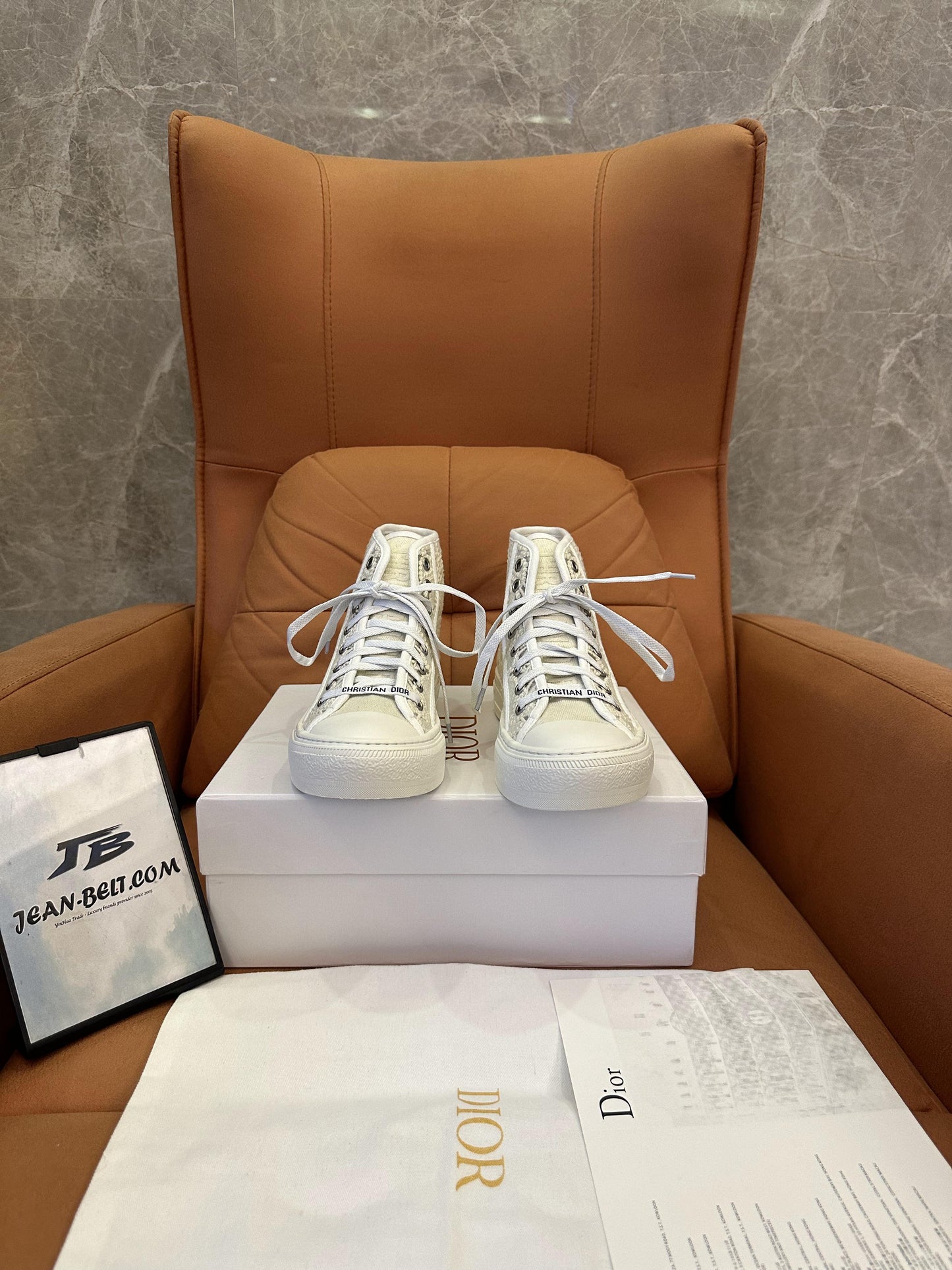 Dior white canvas & Lace B23 high top sneakers