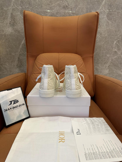 Dior white canvas & Lace B23 high top sneakers