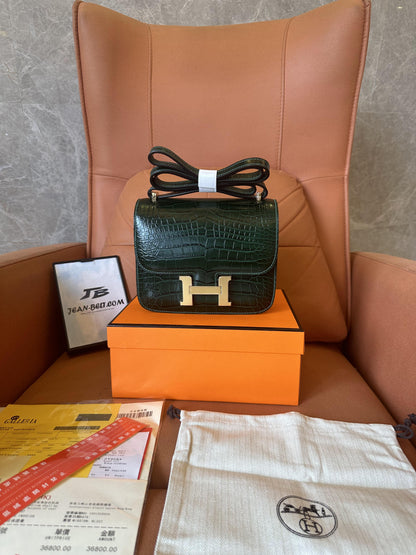 [Half Handmade]Hermes constance 18 vert emeraude alligator