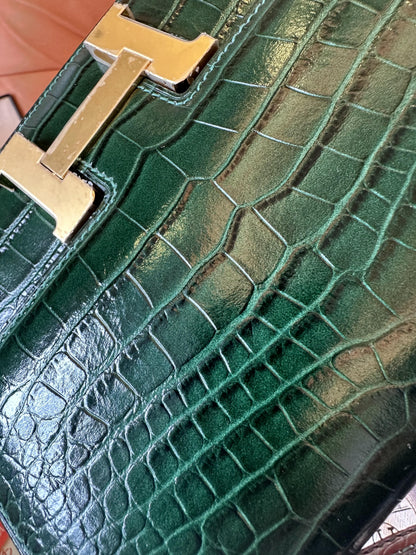 [Half Handmade]Hermes constance 18 vert emeraude alligator