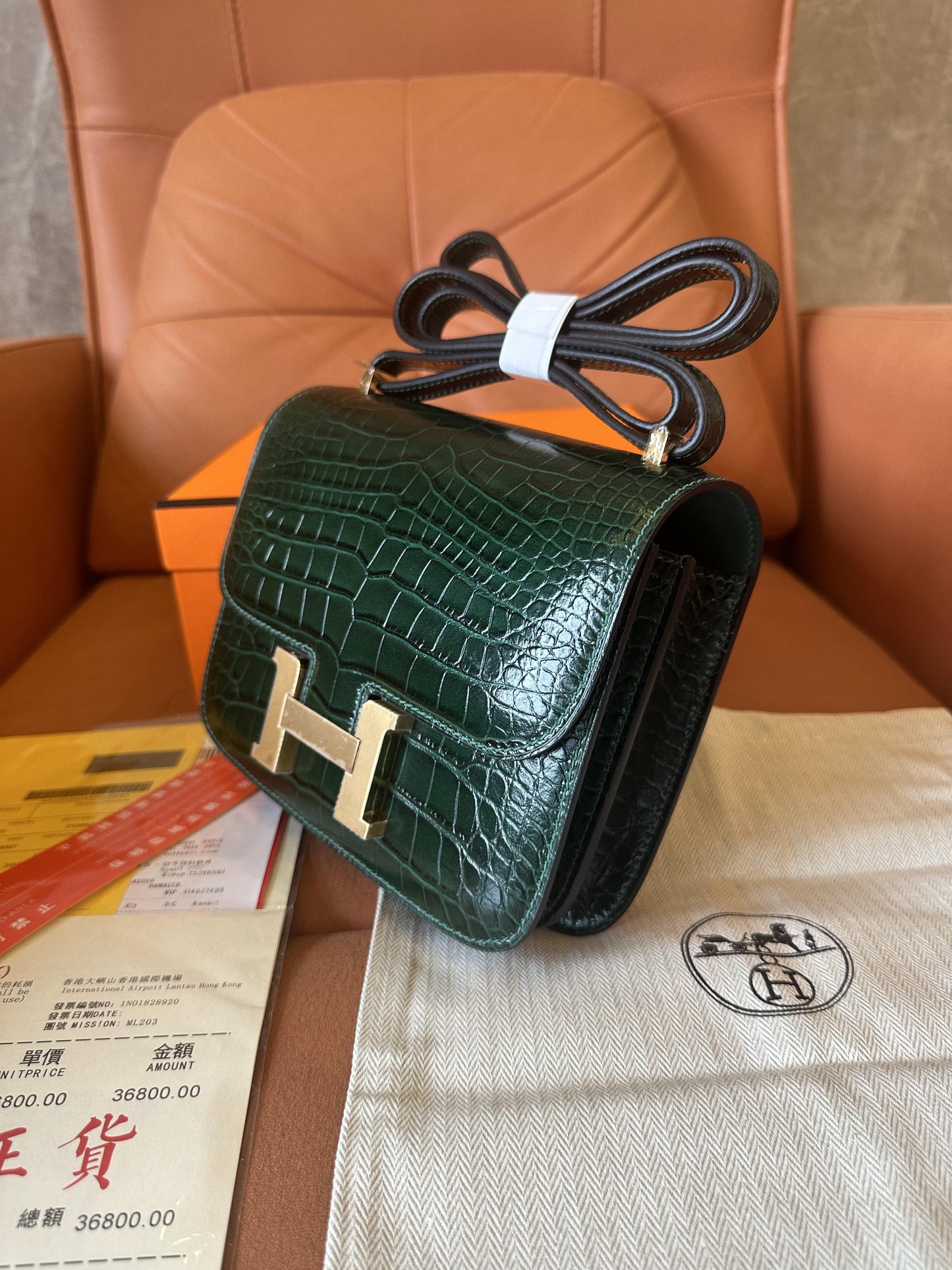 [Half Handmade]Hermes constance 18 vert emeraude alligator