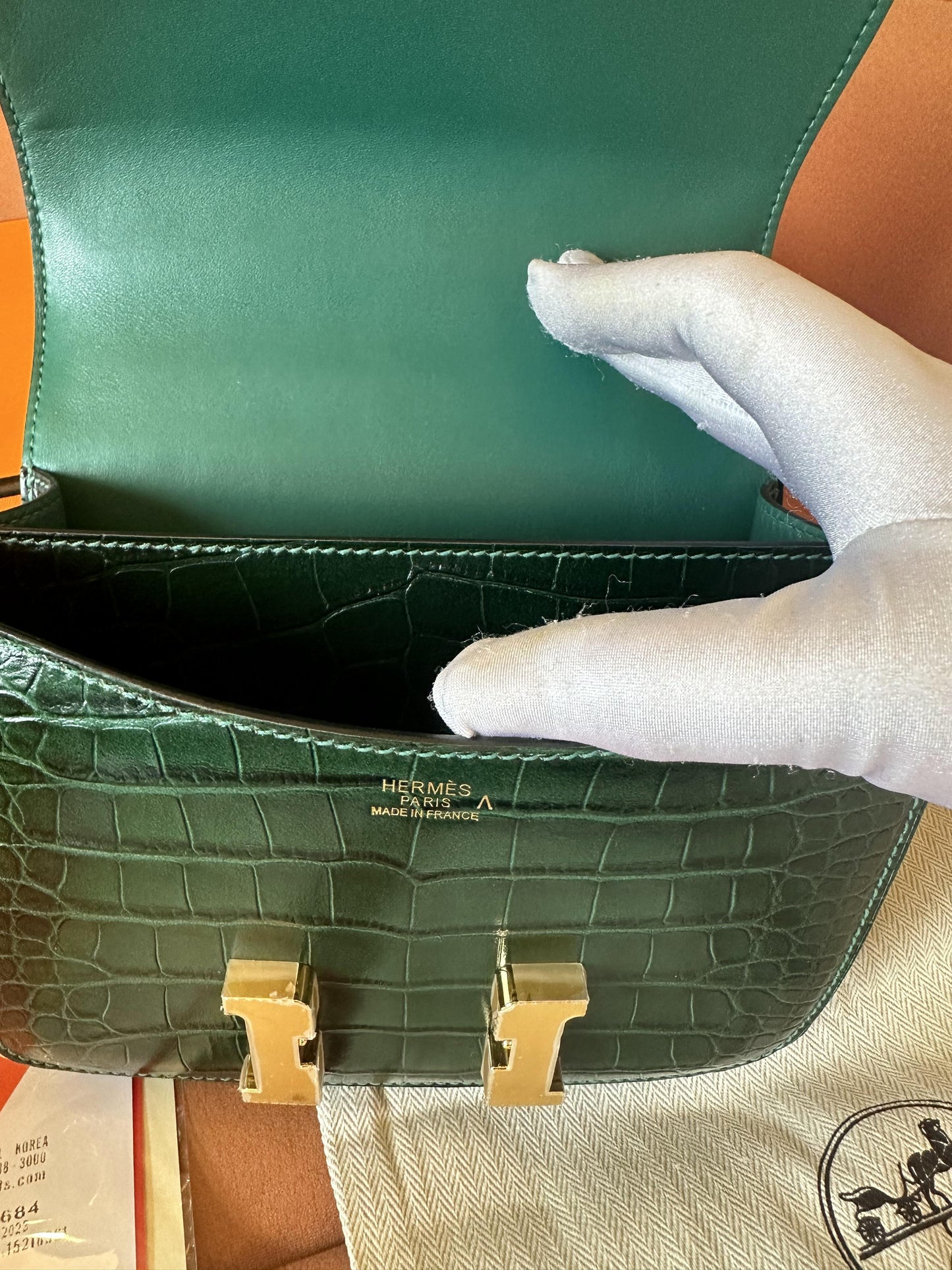 [Half Handmade]Hermes constance 18 vert emeraude alligator