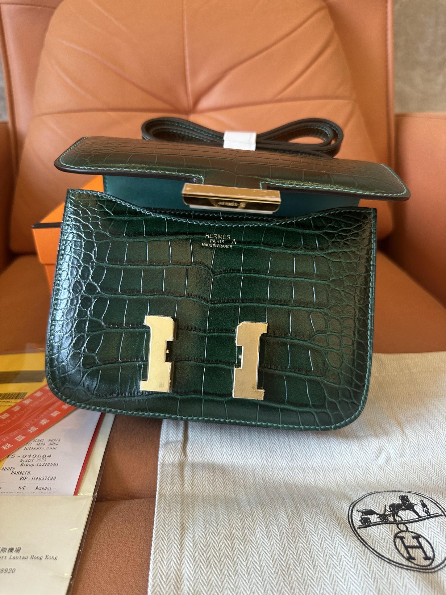 [Half Handmade]Hermes constance 18 vert emeraude alligator