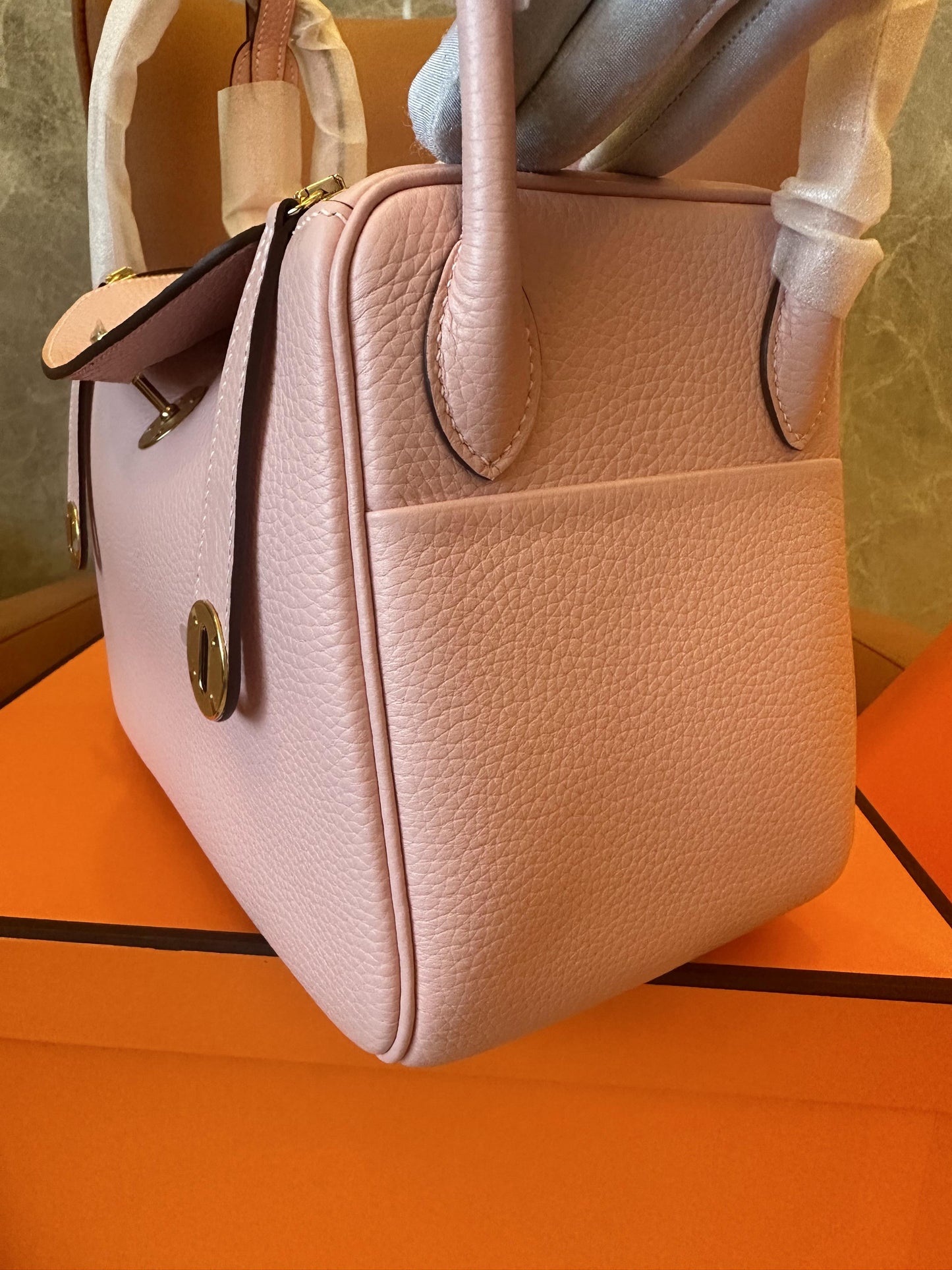 [Full Handmade]Hermes taurillon clemence lindy 26 mauve sylvestre