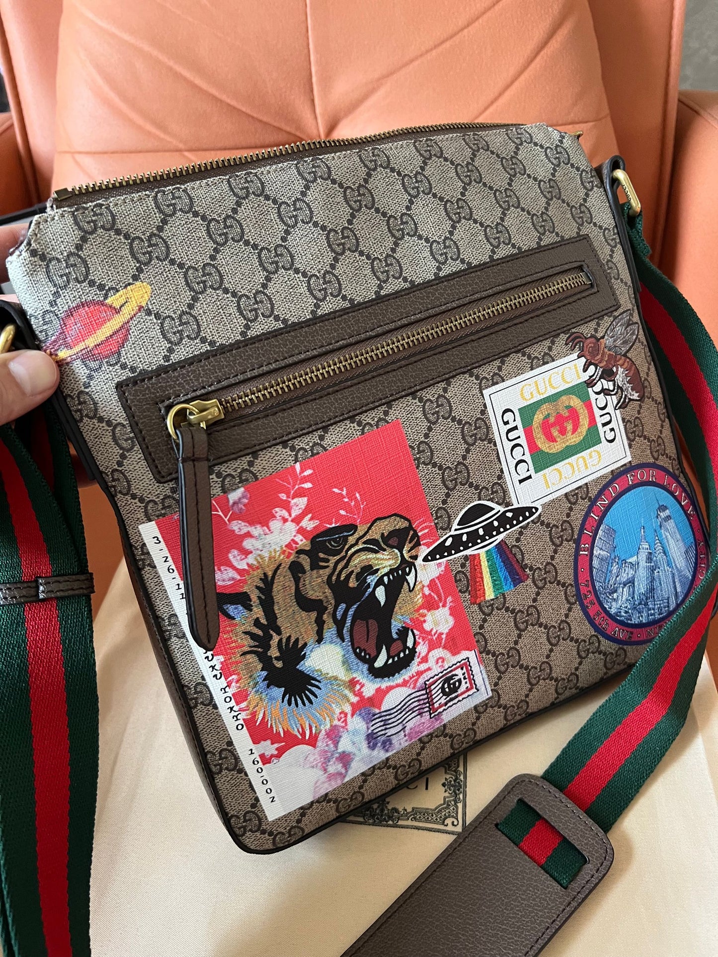 [3A Quality]Gucci messenger patches bag