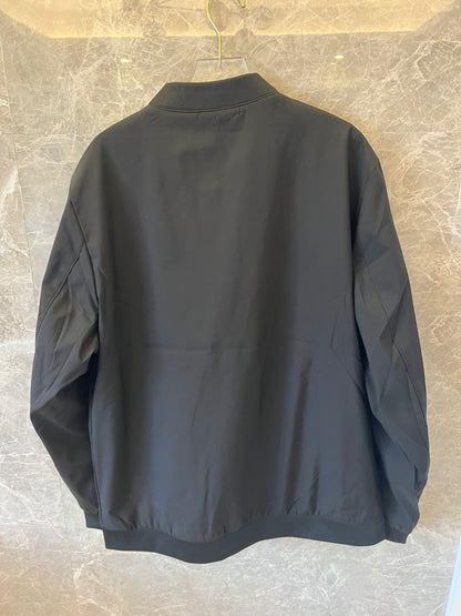 Hermes black nylon bomberjacket with yellow "H" logo patch