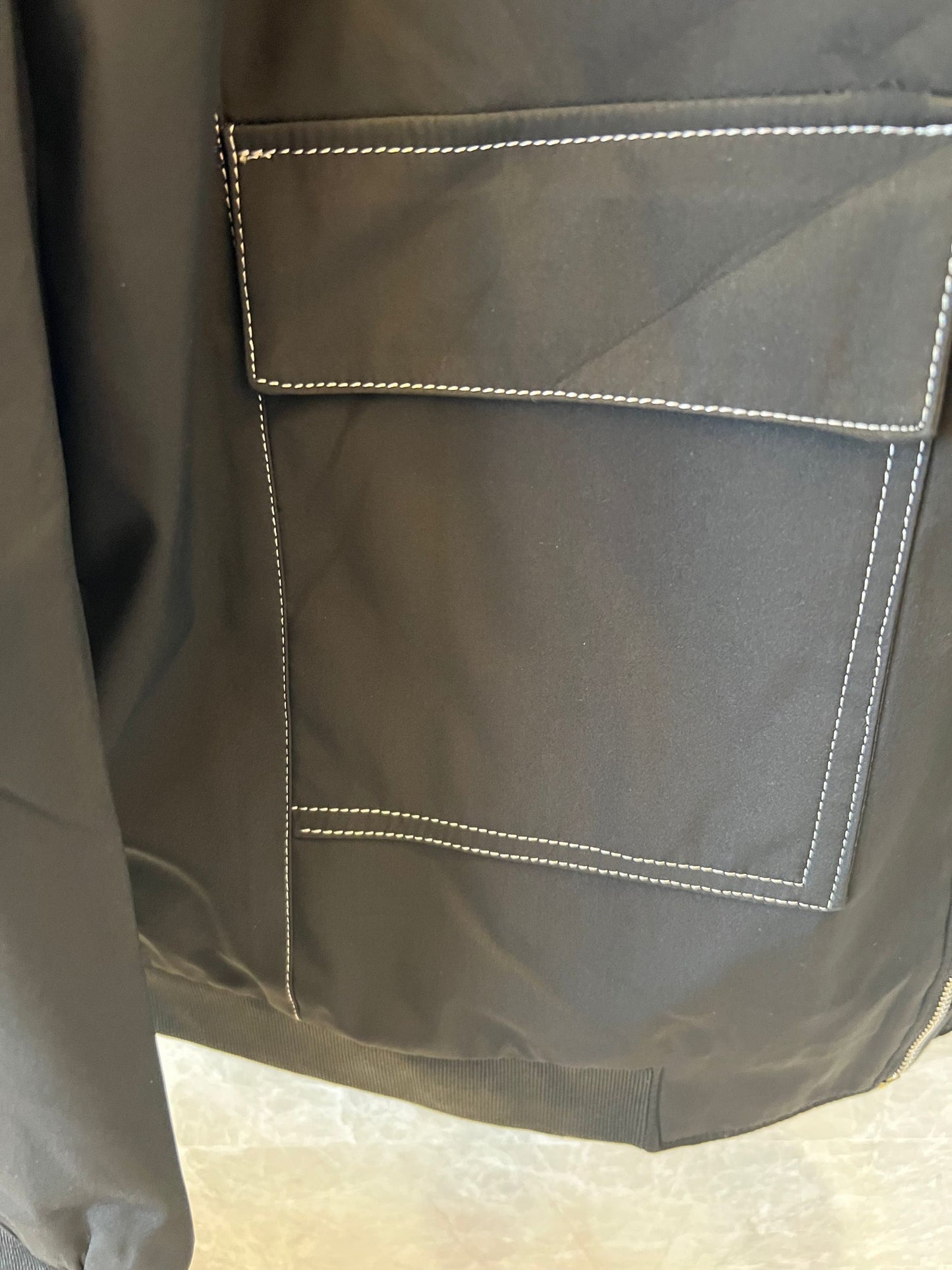 Hermes black nylon bomberjacket with yellow "H" logo patch