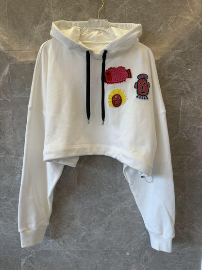 Louis Vuitton x Yayoi Kusama Faces patches cropped hoodie