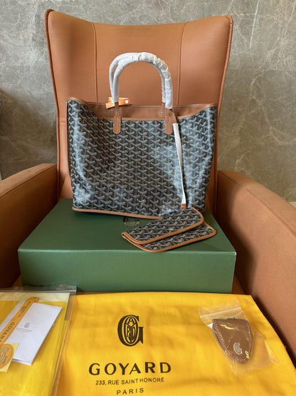 Goyard anjou reversible tote pm brown