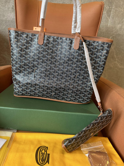 Goyard anjou reversible tote pm brown