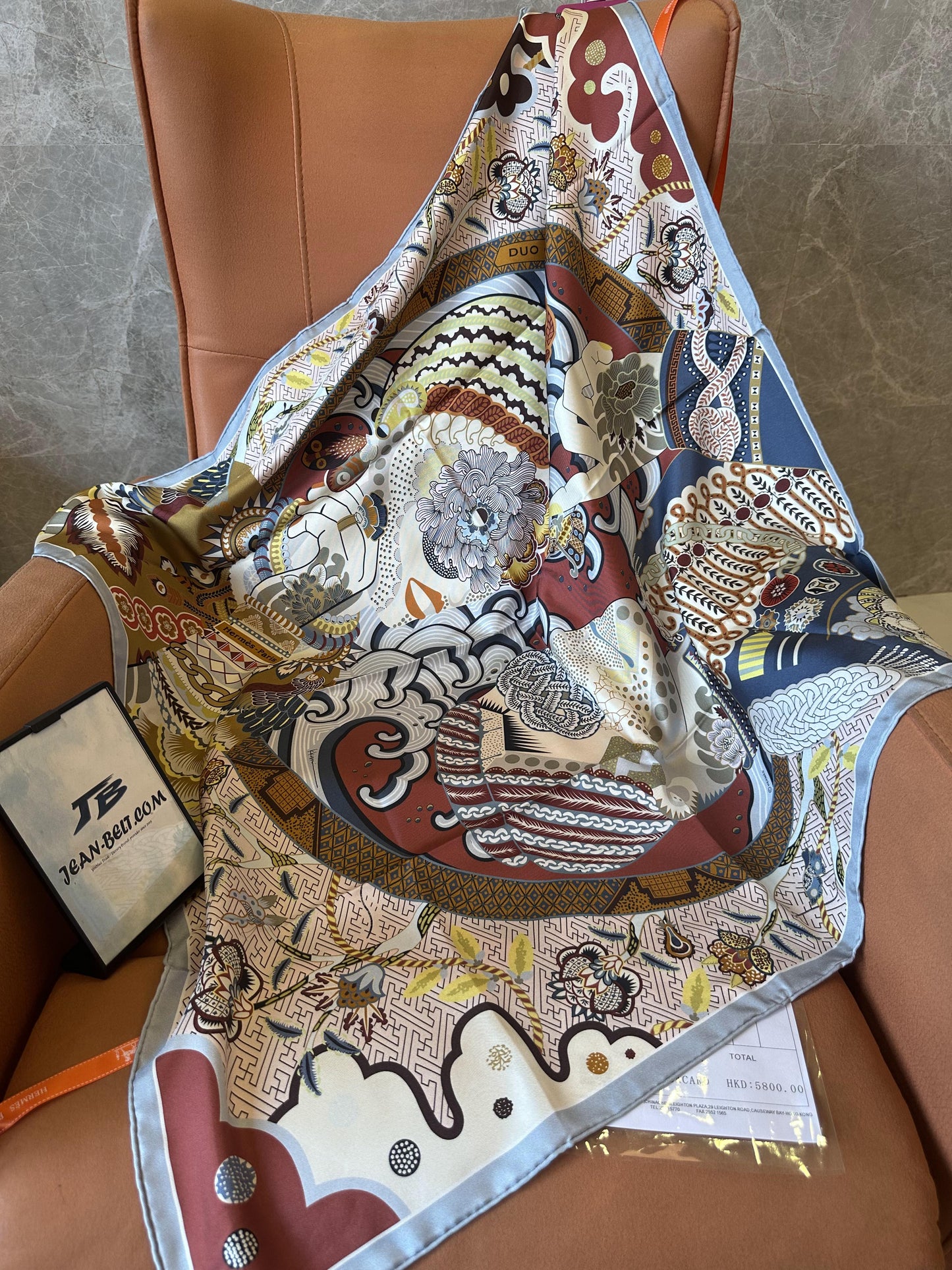 Hermès multi-color graphic silk scarf