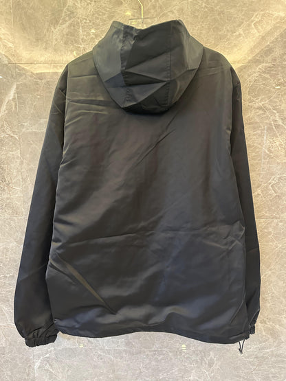 Prada black nylon hooded windbreaker jacket