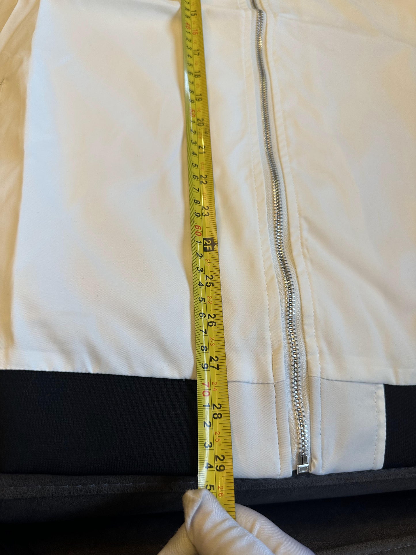 Prada white technical fabric bomber jacket with signature logo detailing